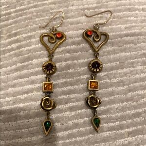 Vintage Patricia Locke Dangly Crystal Heart Earrings